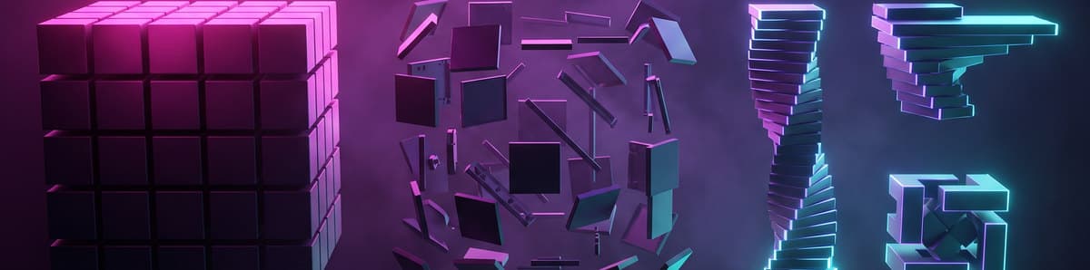 Identical modular cubes being recombined into three distinct bespoke forms