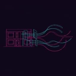 Schematic of a building facade dissolving into flowing ribbons