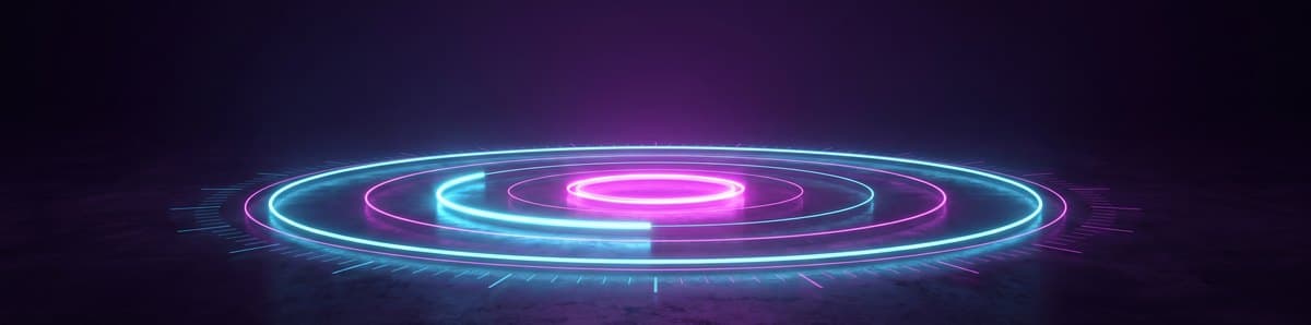 Concentric measurement rings with a signal travelling back inward toward a bright core